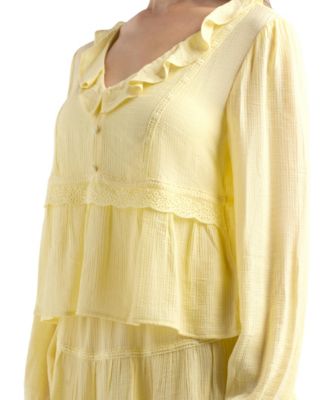 Women's Textured Long-Sleeve Peplum Top