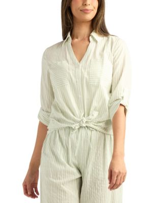 Women's Striped Button-Up Shirt