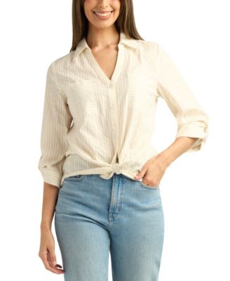Women's Striped Button-Up Shirt
