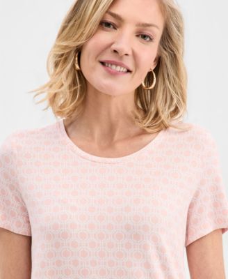 Women's Printed Scoop-Neck Short Sleeve Top