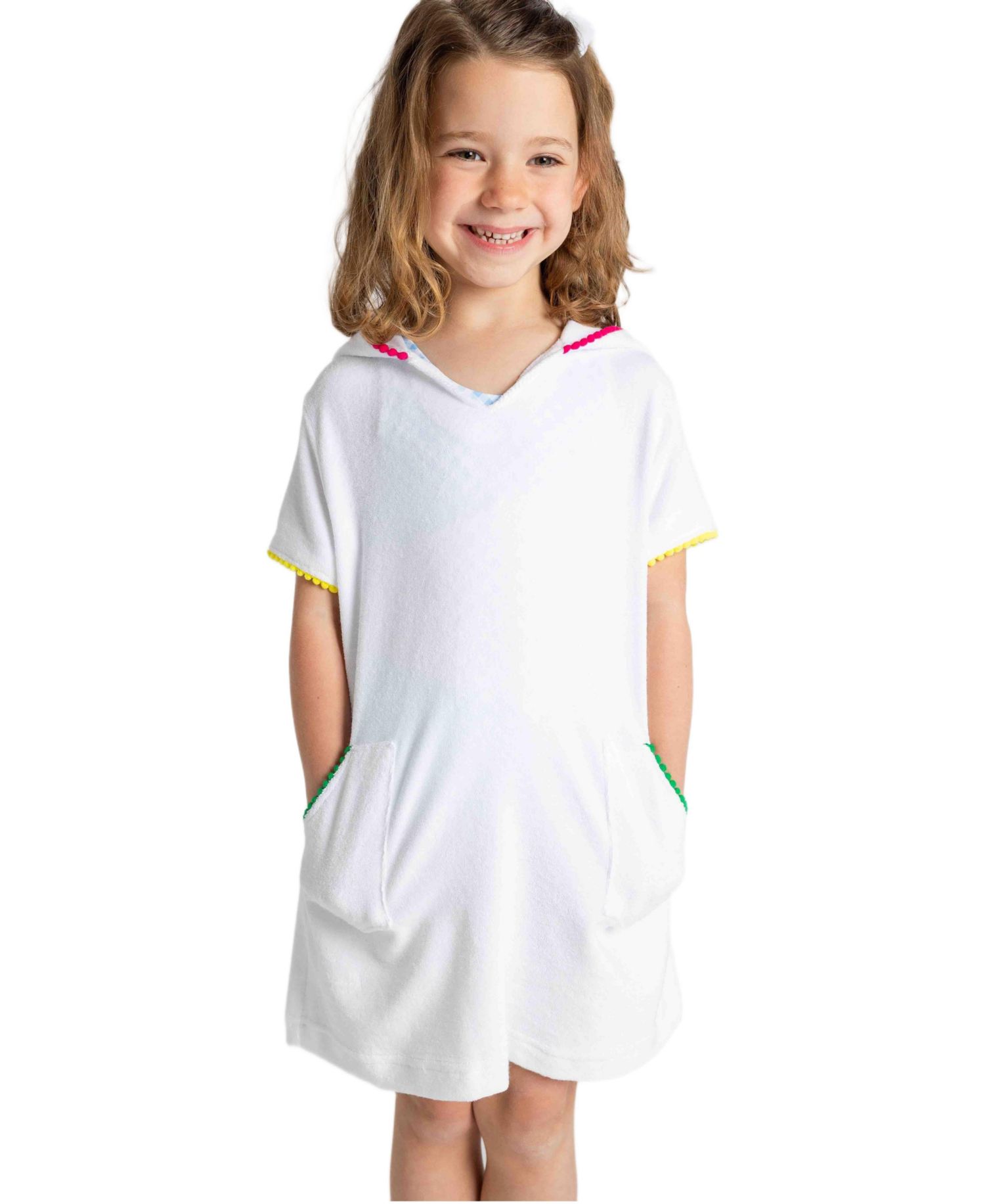 Little Girls Terry Coverup with Pom Poms