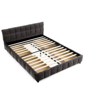 Queen Upholstered Bed Frame with Headboard and Storage Drawer, Chenille Fabric Queen Size Platform Bed with Solid Frame, No Box Spring Needed
