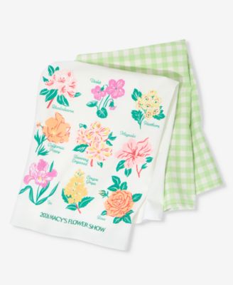 Flower Show 2-Pc. State Flowers Print Tea Towel Set
