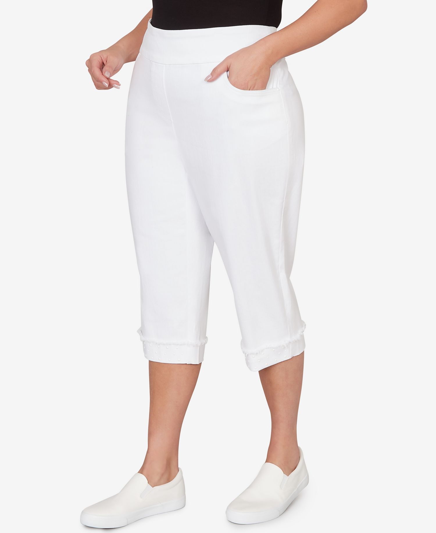 Plus Size Port Side Pearl Denim Super Stretch Capri Pants