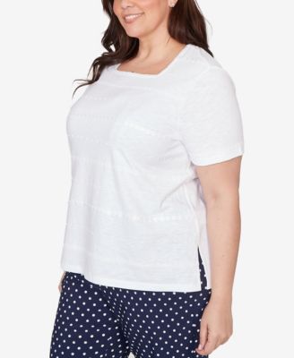 Plus Size Port Side Layered Dot Square Neck Top