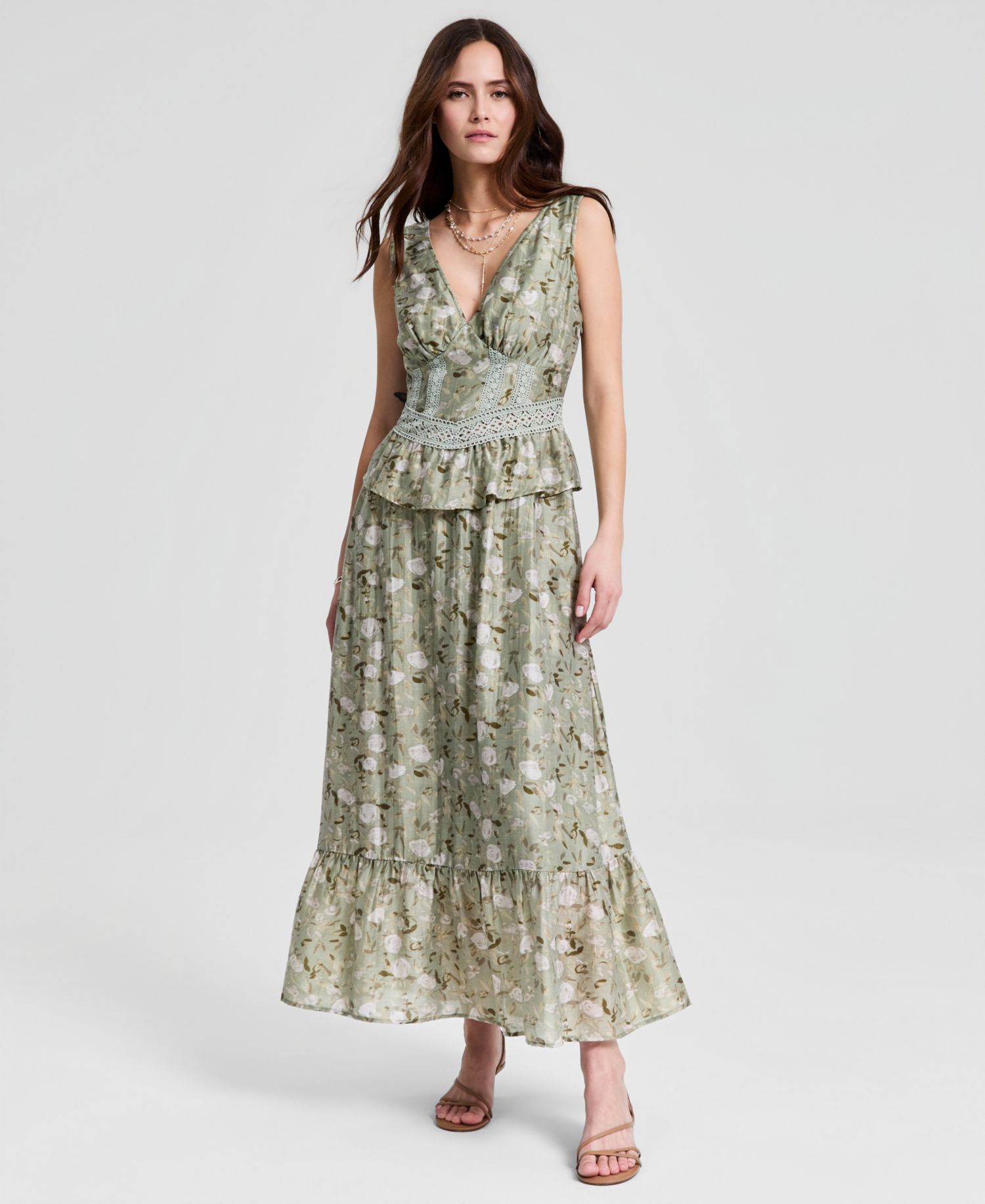 Women's Corset Peplum Maxi Dress