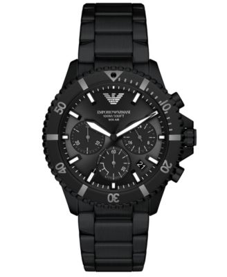 Men's World Explorer Solar Chronograph Black Stainless Steel Watch, 43mm