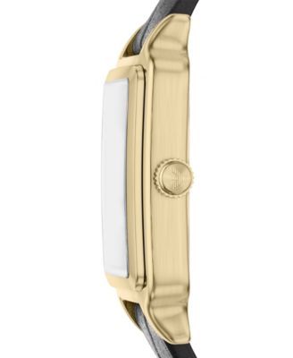 Men's Quartz Three-Hand Black Leather Watch, 36mm