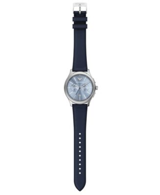 Men's Quartz Chronograph Blue Leather Watch, 42mm