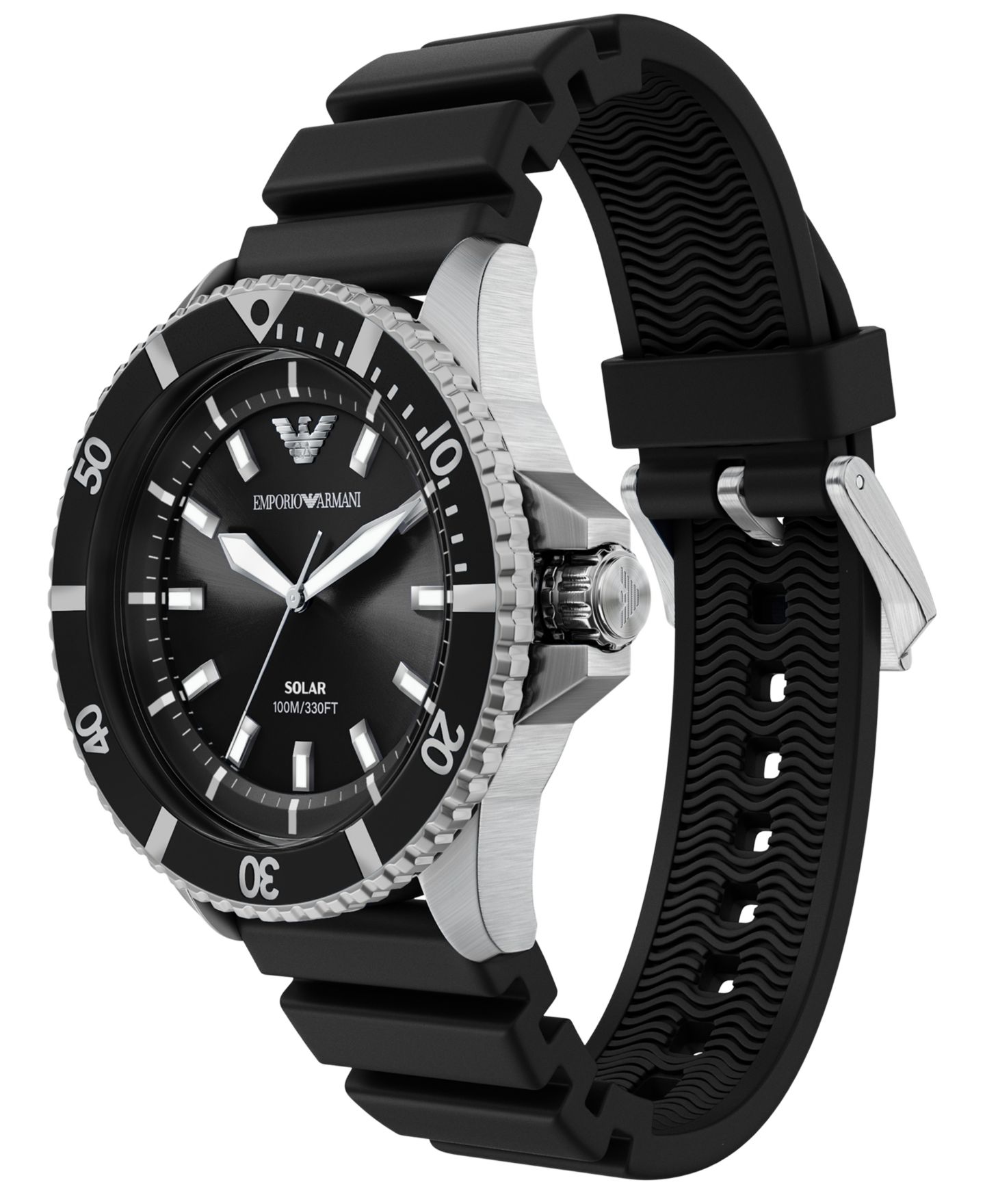 Мужские часы Emporio Armani World Explorer Solar Three Hand Black Silicone, 42mm — фото 6