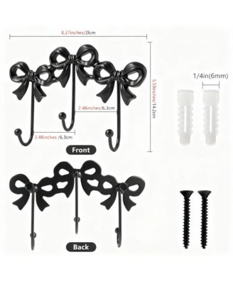 Cast Iron Bow Wall Hooks - Elegant Decor for Entryways & Living Spaces
