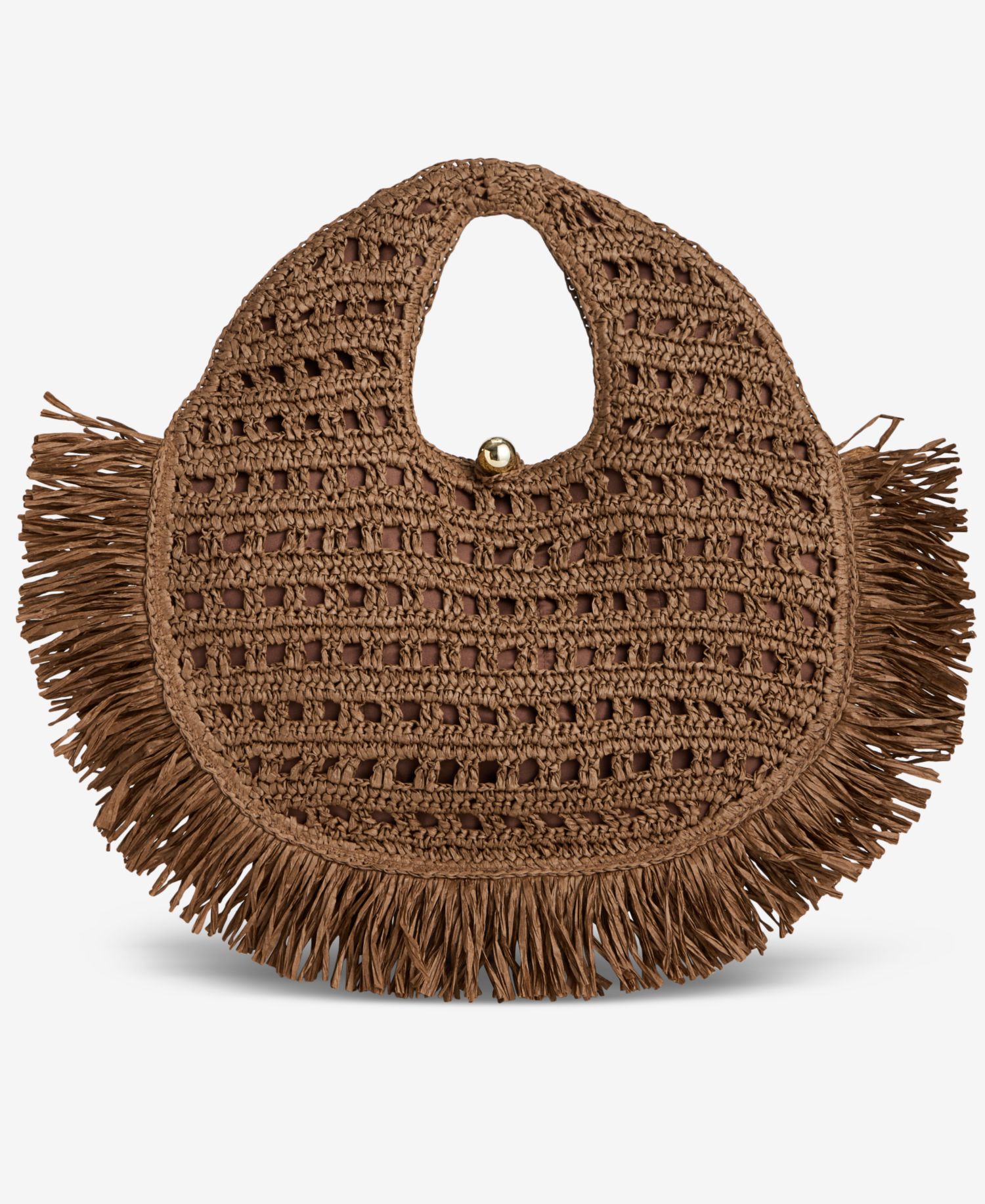 Fringe Trim Straw Tote