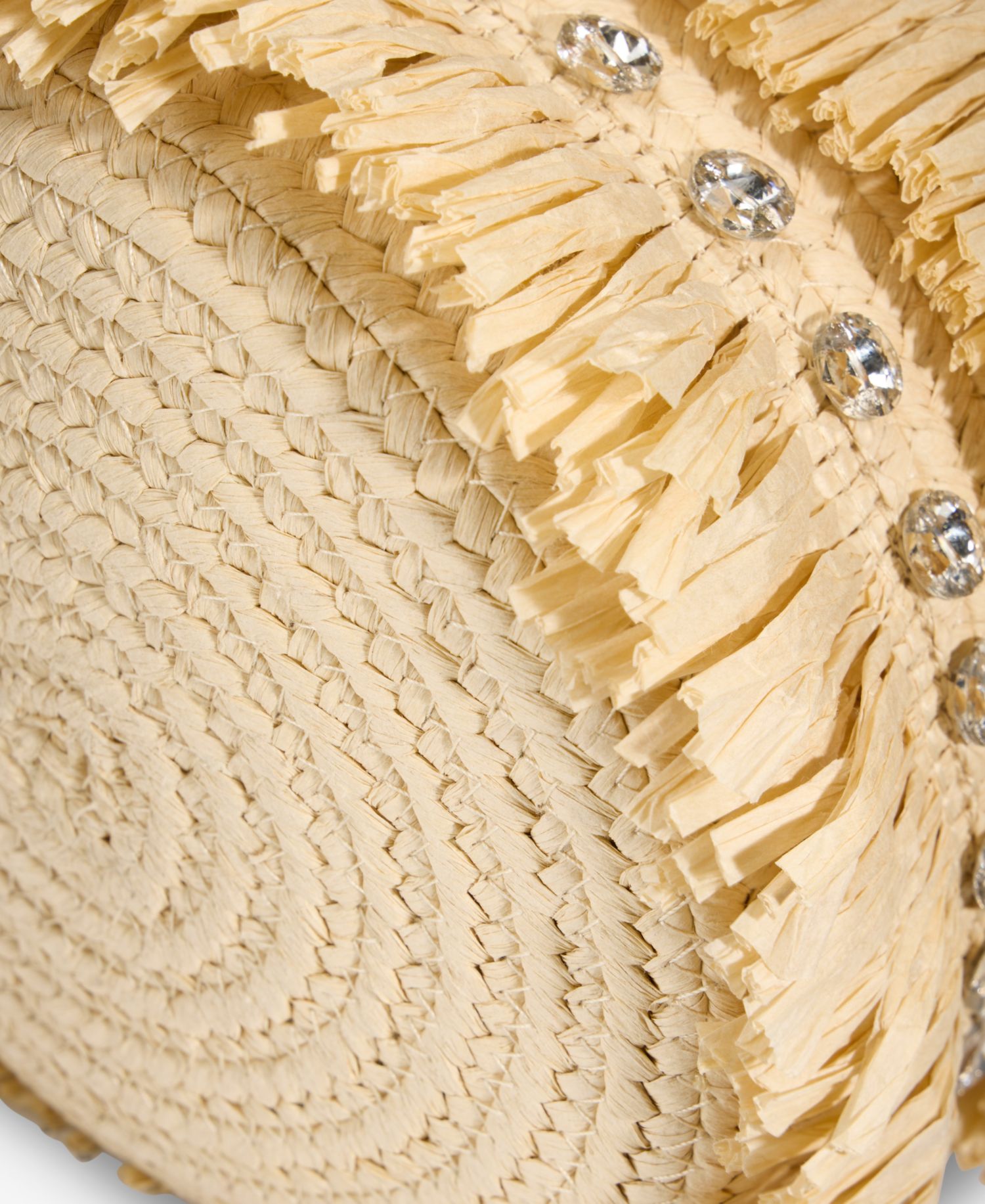 Fringe And Crystal Mini Bucket Bag