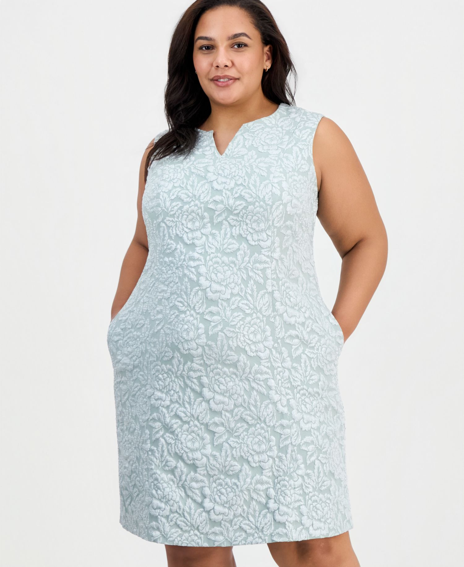 Petite Notch-Neck Sleeveless Sheath Dress
