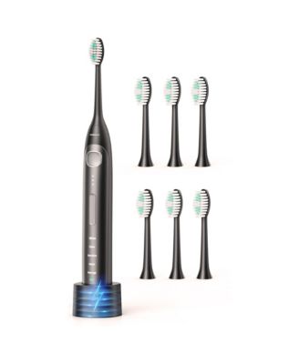 Electric Toothbrush for Adults with 5 Modes, IPX7 Waterproof, 6 Brush Heads, Black