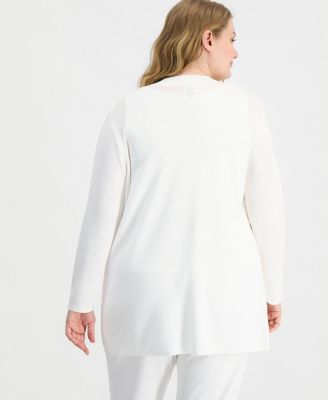 Plus Size Long-Sleeve Open-Front Cardigan