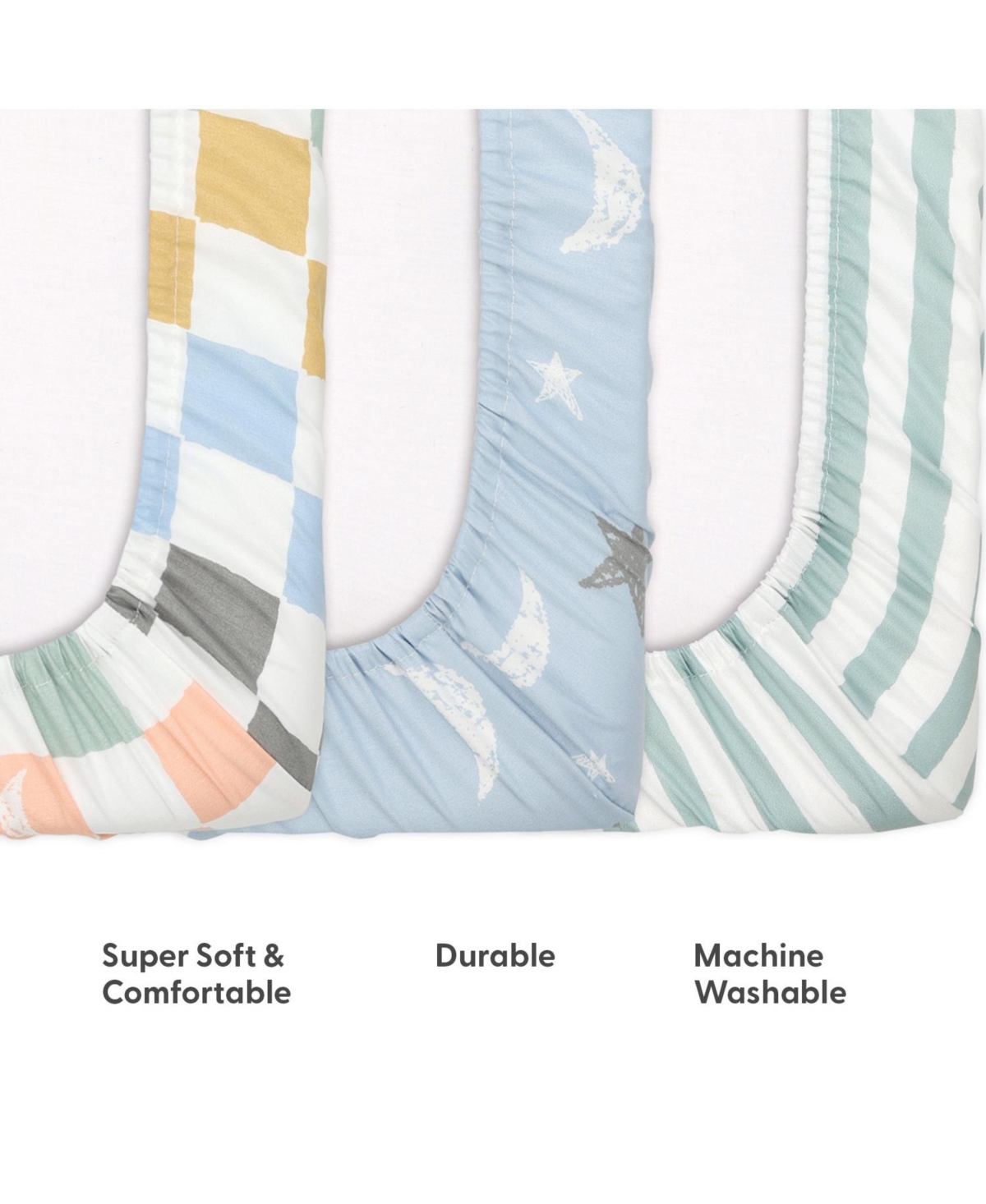 The Peanutshell Celestial Multi 3-Pack Fitted Playard Sheets