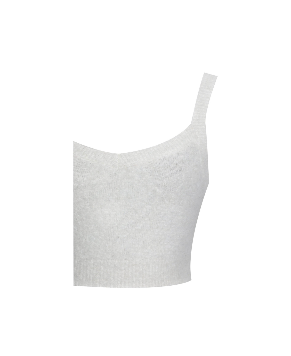 Miss Circle Women's Selene White Wool-Blend Ribbed Knit V-Neck Top