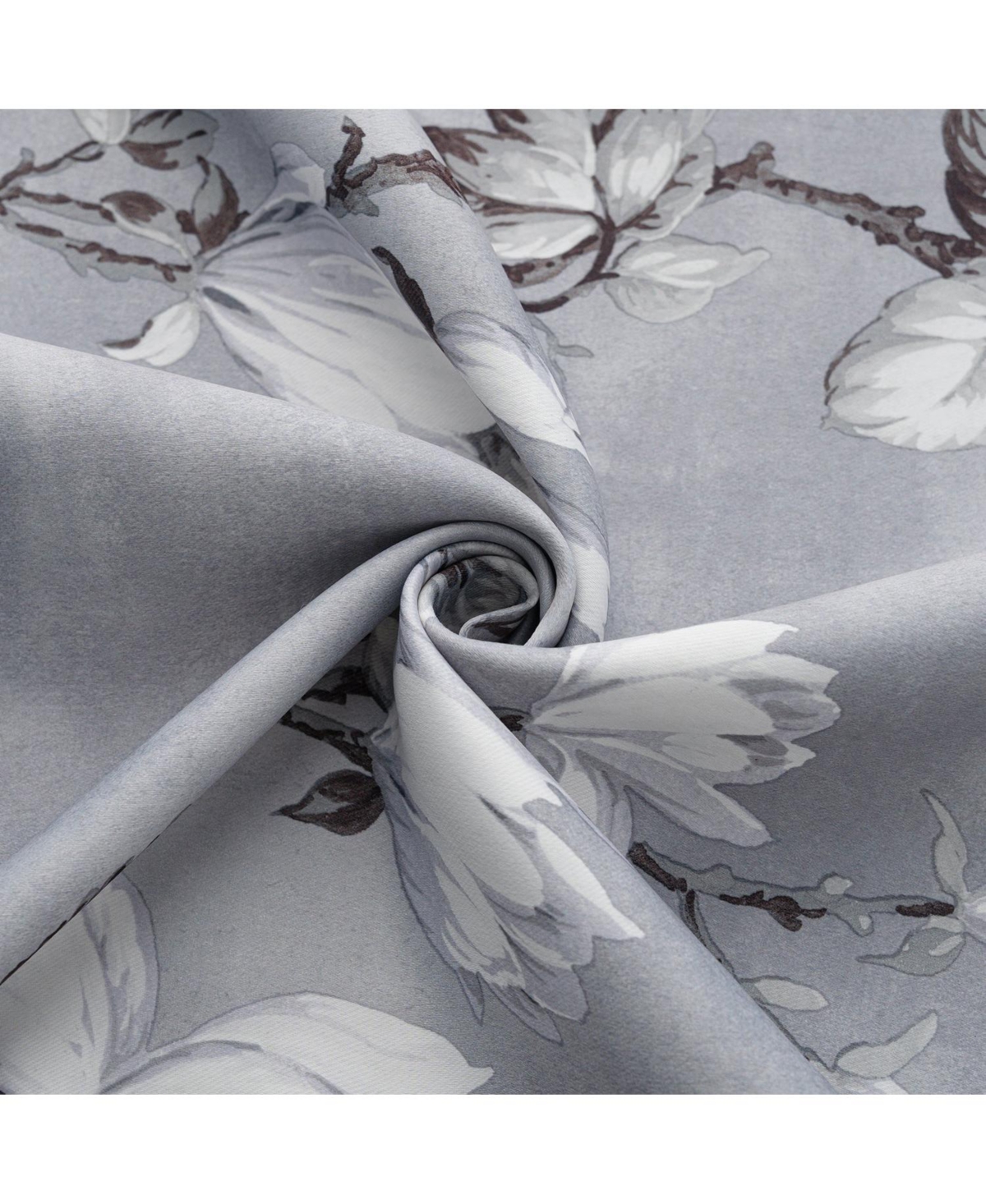 Olivia Gray Blossom Printed Blackout Grommet Curtain Panel