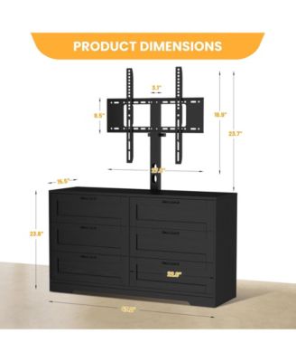 Entertainment Center with Mount: TV Stand Features 6 Drawers, Height-Adjustable Mount for 32/45/55/65/75/80 Inch TVs