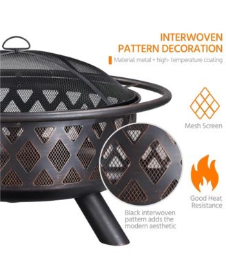 Rounded Outdoor Iron Fire Pit Wood Burning Heating for Bonfire