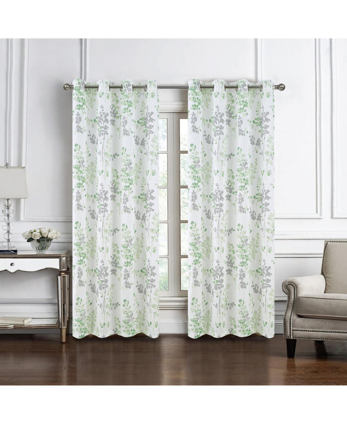 Olivia Gray 100% Polyester 140 Gsm Aiden Printed Textured Grommet Curtain Panel 54" x 90"