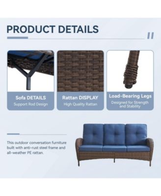 4-Piece Brown Wicker Patio Conversation Set with Olefin Cushion and Patio Swivel Chairs