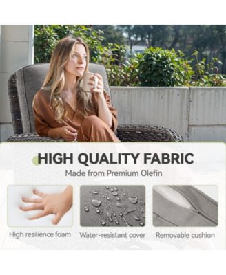 4-Piece Brown Wicker Patio Conversation Set with Olefin Cushion and Patio Swivel Chairs