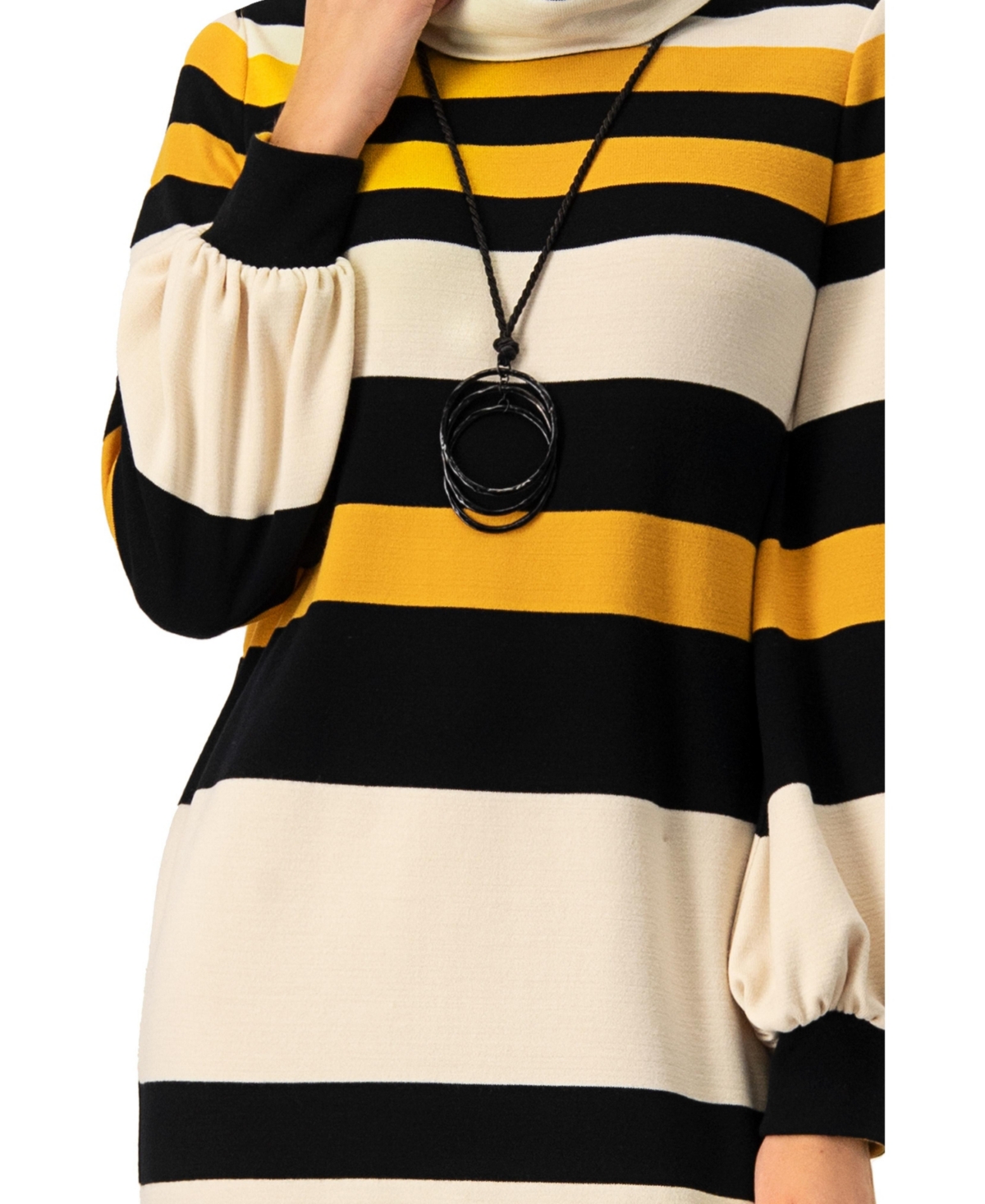 Ivonne Women's Long Sleeve Color Block Shift Dress