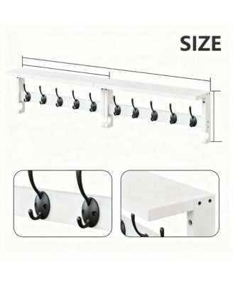 Solid Pine Wood Wall Coat Rack with Hooks for Entryway, Living Room, Bathroom, Bedroom