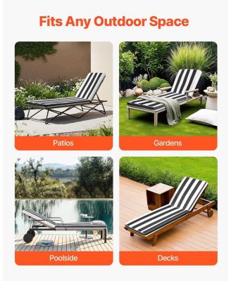 74 x 22 x 3 in Chaise Lounge Cushion Set of 2, Waterproof Fade-Resistant Sun Lounger Cushions with Ties