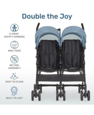 Toddler Twin Venture Umbrella Stroller, Multi Backrest Positions, Adjustable & Removable Canopy Double Stroller, 360°Swivel Wheels with Locks