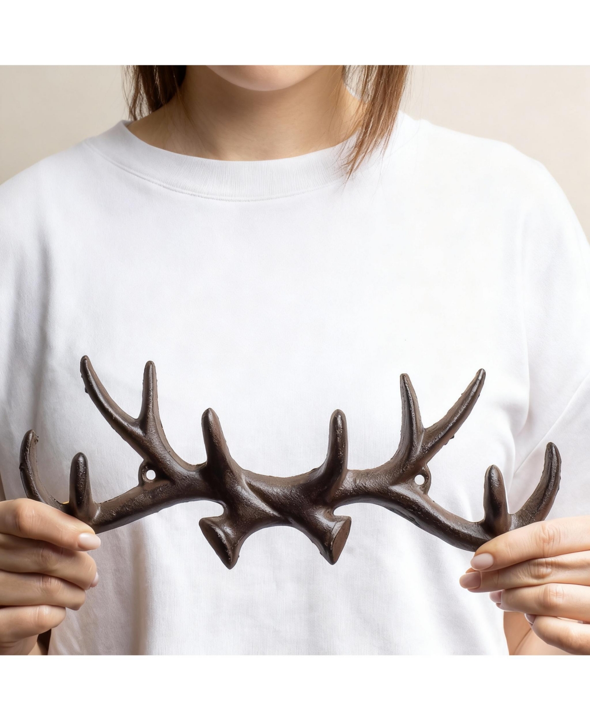 Yigii Antique Cast Iron Deer Wall Hooks for Coats, Hats, Keys