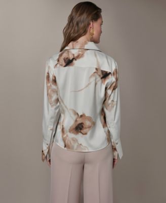 Petite Button-Front Collared Top