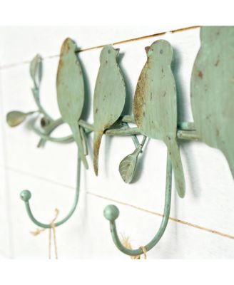 Vintage Metal Coat Rack with 3 Hooks - Birds on Branch for Home Decor