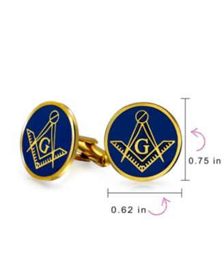 Round Circle Disc Freemasons Compass Symbol Shirt Cufflinks with Enamel