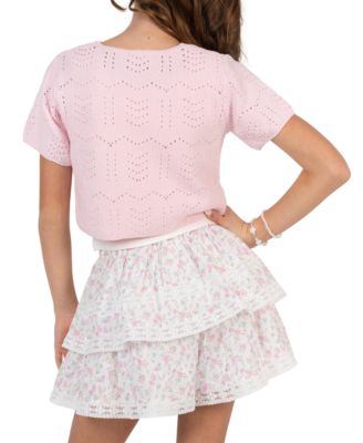 Girls' 7-16 Short-Sleeve Cardigan, Cami and Skirt, 3-Piece Set