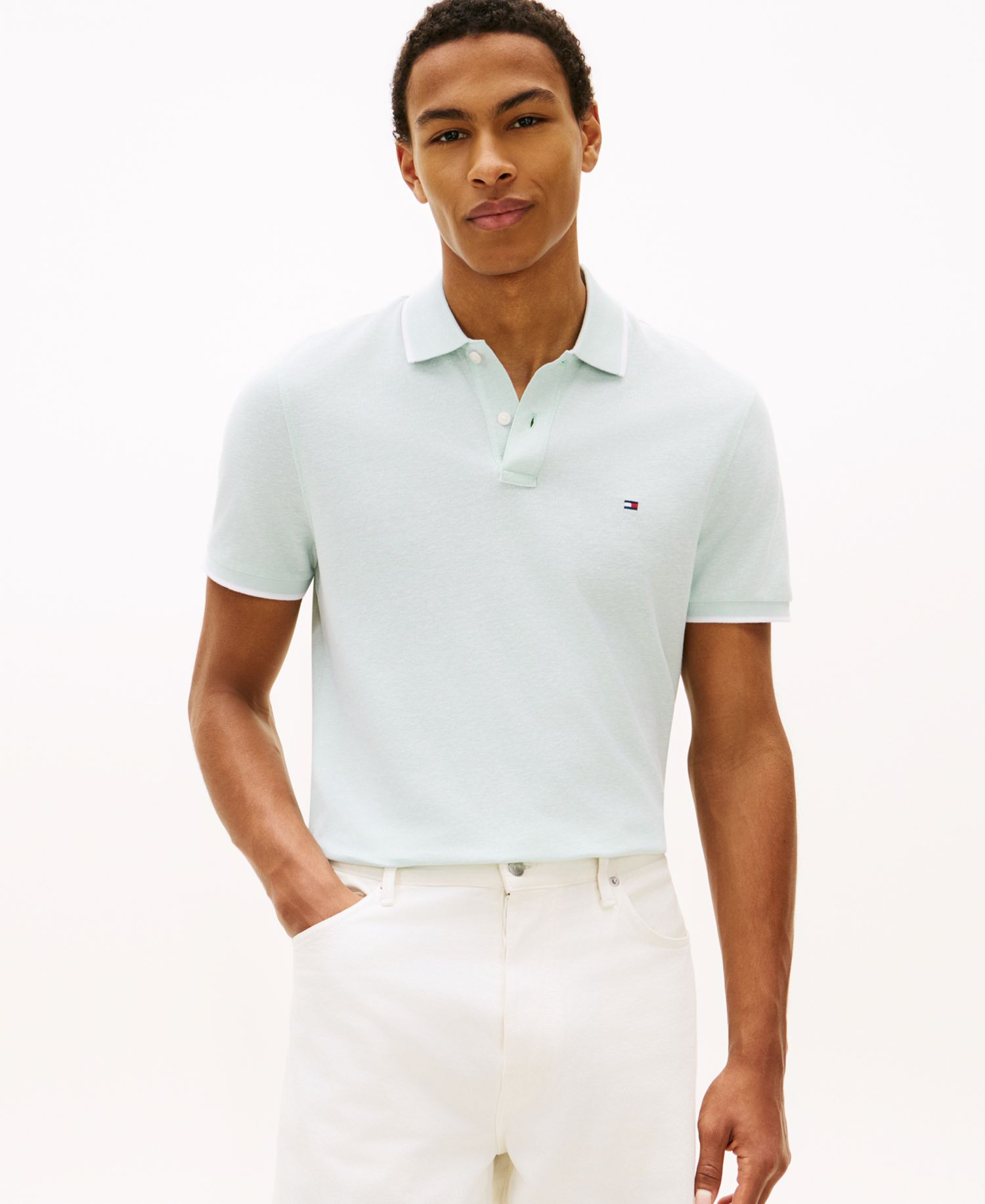 Men's Regular-Fit Tipped Linen Polo Shirt