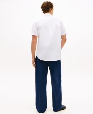 Men's Short-Sleeve Pigment-Dyed Linen Button-Front Shirt