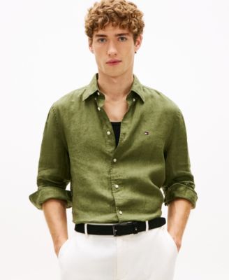 Men's Button-Down Linen Long Sleeve Shirt