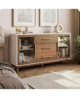 Console Table with Glass Doors