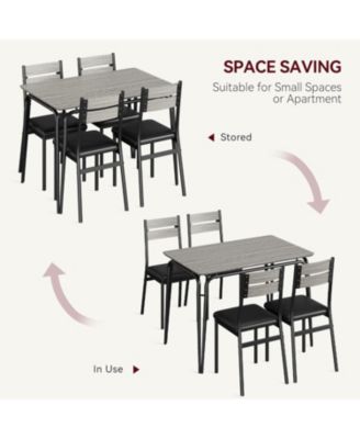 5-Piece Dining Table Set Sturdy Wooden Square Table and Chair Breakfast Table Set for 4 Person for Home or Commercial Dining Room