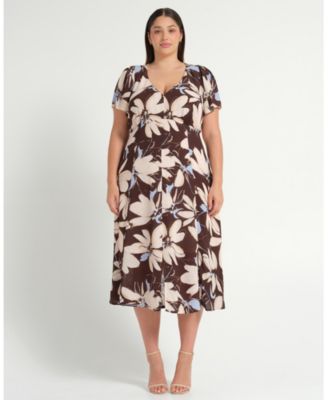 Plus Size Caroline Floral Empire Waist Midi Dress