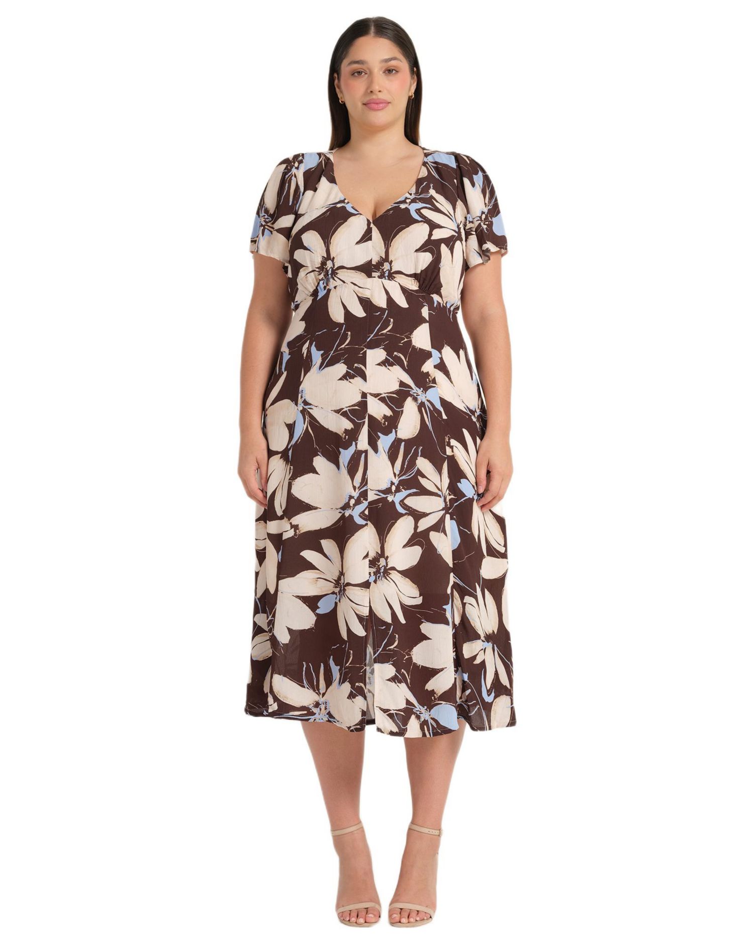 Plus Size Caroline Floral Empire Waist Midi Dress