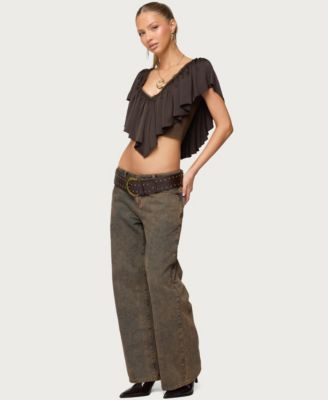 Women's Deena Ruffled V Neck Top