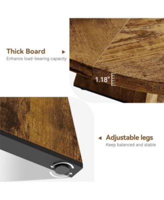 47 Inch Round Farmhouse Dining Table for 4-6 with Wooden Top and Legs – Large Rustic Table for Home Dining Room or Living Room (No Chairs)