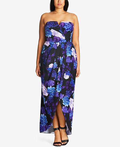 City Chic Plus Size Floral-Print Convertible Maxi Dress ...