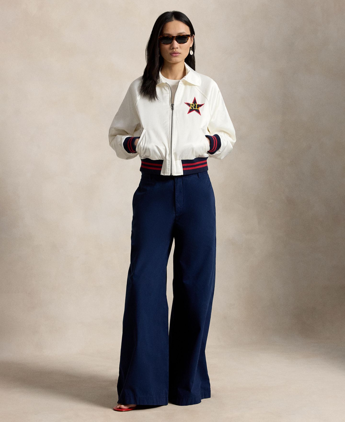 Женская куртка Polo Ralph Lauren Spread Collar Long-Sleeve Bomber, цвет: Белый песочный — фото 2