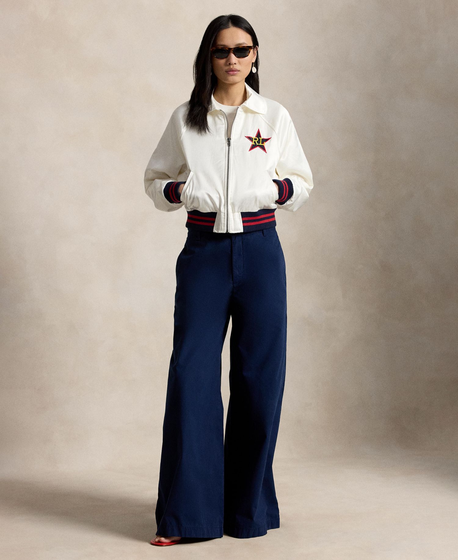 Women's Spread Collar Long-Sleeve Bomber Jacket