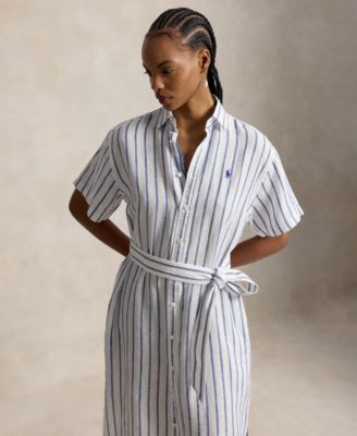 Women's Striped Short-Sleeve Shirtdress